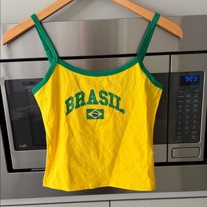 Pull&Bear Yellow Tank Top with Green Trim